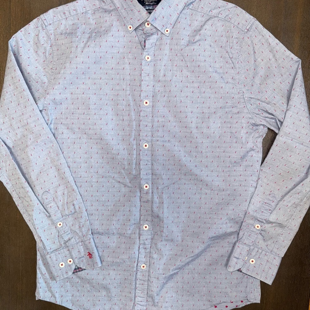 Original Penguin Blue Patterned Button Down Herit… - image 6